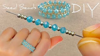 Easy Beaded Ring How to Make Ring with Beads  Crystal Beads Jewelry Making [upl. by Wehttam]