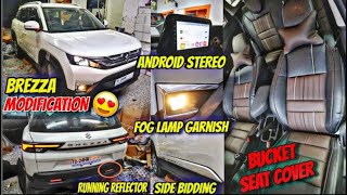 2024 BREZZA BASE TO TOP🔥 Modification😍 Black amp Brown Finish Seat Covers🔥 Best Price Modification [upl. by Irakuy]