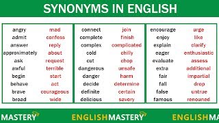 Learn 150 Common Synonyms Words in English to Improve your Vocabulary [upl. by Trefler172]