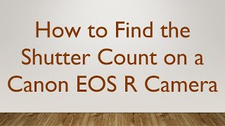 How to Find the Shutter Count on a Canon EOS R Camera [upl. by Adalie]