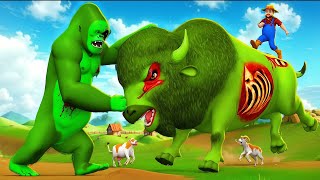 Zombie Bison vs Zombie Gorilla Epic Dream Showdown  Animals Time Cartoons 2024 [upl. by Etnaed737]