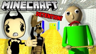 BENDY amp BORIS GET ATTACKED BY BALDI IN MINECRAFT SCARY BATIM MINECRAFT [upl. by Huoh218]