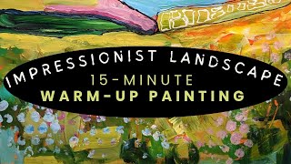 Warmup with an Impressionist Landscape Painting Exercise impressionistpainting acrylicpainting [upl. by Sage854]