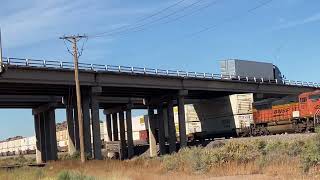 Train 🚂 with International Container Intermodal Railcars passing under bridge [upl. by Ellon]