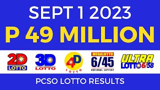 Lotto Result September 1 2023 9pm PCSO [upl. by Warren]