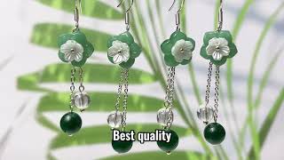 natural aventurine jade flower beads earrings [upl. by Arraet977]