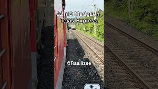 Tejas Express crossing with Shrill horn  Konkan Railways shorts train [upl. by Gollin]