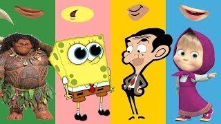 Wrong Mouth Masha mr bean spongebob Moana Maui Finger Family Song [upl. by Farhi]