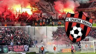 FC Spartak Trnava  Ĺ K Slovan Bratislava  TRADIÄŚNĂ‰ DERBY  Ultras Spartak Trnava Pyroshow amp Choreo [upl. by Enelia267]