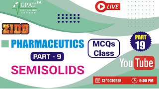 ZIDD SERIES PART19  SEMISOLIDS MCQs Class [upl. by Aihsekat272]