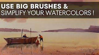 PRACTICE LARGE BRUSH WORKS Simplify Watercolors  Watercolor lessons  VanidasMangathilArt [upl. by Kerred346]