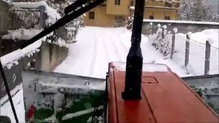 Spazzaneve on board in cabina snow plow tractor trattori snowplowing Valle CastellanaNeve [upl. by Terces]