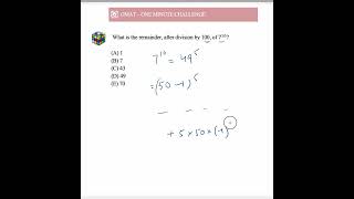 GMAT One Minute Challenge  Remainders 710 divided by 100 math gmatprep gmatquestions gmat [upl. by Acimak376]