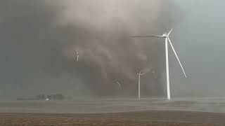 INSANE TORNADO PIPE intercept with windmills toppled near Greenfield Iowa [upl. by Aleunam]