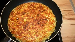 Rösti aus rohen Kartoffeln mit Hähnchenstreifen in ChampignonRahmsauce  Klimasch kocht [upl. by Hume]