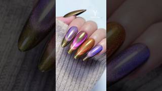 Gold mirror powdercat eye gel polish Click the link in the bio to shop yokefellow nails nailart [upl. by Anorahs170]