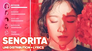 GIDLE  Senorita Line Distribution  Lyrics Color Coded PATREON REQUESTED [upl. by Lotsirhc]