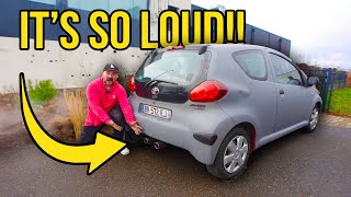 Supercharging Worlds CHEAPEST Toyota Aygo Part 1  The CHEAPEST Exhaust [upl. by Amalburga]