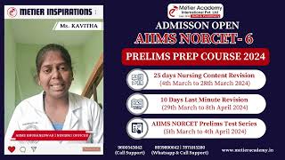 Metier Inspirations  Ms Kavitha  AIIMS Bhubaneswar  NORCET Achiever Review  Nursing Officer [upl. by Kumler]