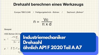 Drehzahl berechnen AP1 F2020 TeilA Aufgabe7 [upl. by Ayres728]