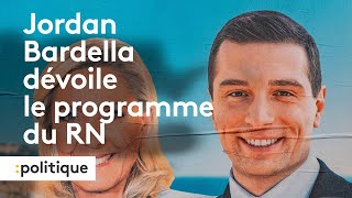 Jordan Bardella dévoile le programme du RN pour les législatives [upl. by Froh]