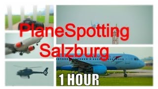 1 STUNDE PLANESPOTTING am Salzburg Airport Full HD [upl. by Llerut]