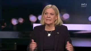 Magdalena Andersson om våldsvågen i partiledardebatt – 8 oktober 2023 [upl. by Caddric781]