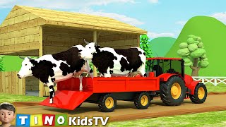 Farm Animal Houses Construction for Kids  Mini Excavator amp Construction Trucks for Children [upl. by Keslie]