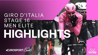 FREEZING WEATHER CAUSES CHAOS 🥶  Giro DItalia Stage 16 Race Highlights  Eurosport Cycling [upl. by Alejo]