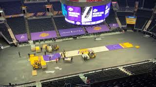 Watch the Staples Center crew convert the arena floor from Clippers court to Lakers in under an hour [upl. by Henrie]