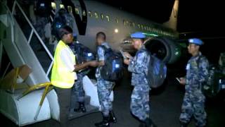 Nepalese Formed Police Unit FPU Troops Depart Monrovia for Juba South Sudan [upl. by Eenor511]