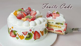 Beautiful cake  과일 생크림 케이크만들기  How to make Fruits Cake [upl. by Ilyah]