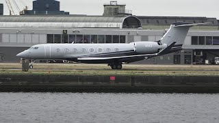 Gulfstream G650ER N143 Departing London  City LCYEGLC g650 londoncityairport aviation [upl. by Oflodor]