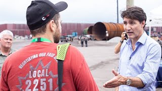 Trudeau has tense exchange with Algoma Steel worker in Ont [upl. by Acinorrev]