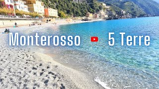 5 Lands BEST BEACH Monterosso al Mare Walking Tour Cinque Terre Italy  Monterosso al Mare spiagge [upl. by Jarrell]