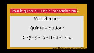 pronostic quinte du jour turfoo PRONOSTIC PMU QUINTÉ  DU JOUR LUNDI 16 SEPTEMBRE 2024 [upl. by Adnahcir296]