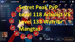 Mir4 Arbalist Secret Peak PvP Arbalist VS Warrior Level 118 vs Level 133 [upl. by Rodnas285]