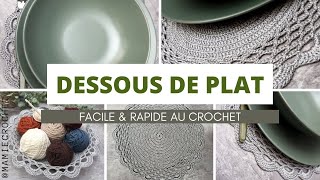 Comment faire UN DESSOUS DE PLAT DASSIETTE NAPPERON AU CROCHET Tuto PAS A PAS mamiecrochet [upl. by Plate642]