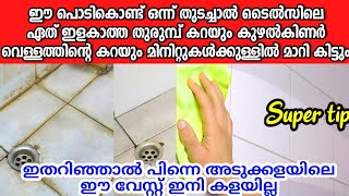 ചിലവൊട്ടുമില്ലാതെ ബാത്റൂമിലേയും ടൈൽസിലെയും എത്ര പഴകിയ കറയും തുരുമ്പും മാറ്റാംCleaning tip malayalam [upl. by Lust]