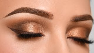 BRONZE Smokey Eye amp BROWN eyeliner Makeup Tutorial [upl. by Ebarta]