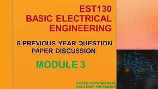 KTU  BASIC ELECTRICAL ENGINEERING  PREVIOUS YEAR QUESTIONS  MODULE 3 [upl. by Leonardo384]