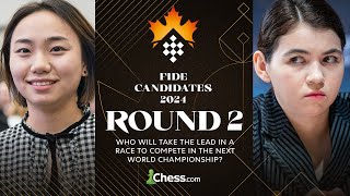 FIDE Womens Candidates 2024 Rd 2  Can Tan Build On Her Lead v Vaishali Wholl Score First Wins [upl. by Revilo539]