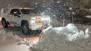 PLOWING WITH THE NEW SNO POWER F14 TRUCK PLOW snopower3744 [upl. by Benjamin]