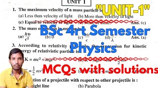 bsc 4rt semester physics unit 1 mcqsrelativity experimental background mcqs [upl. by Michaella827]