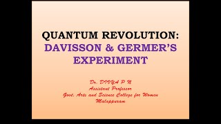 Davisson and Germer Experiment [upl. by Costanzia]