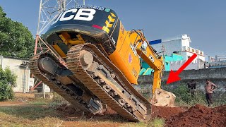 JCB 145 Excavator Tower Foundation dig out and Breaks contrete level it in Tenkasi  Jcb video [upl. by Eillib416]