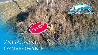 Zniszczone znaki drogowe na skrzyżowaniu [upl. by Botsford983]