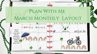 Plan With Me  March Monthly Layout  Happy Planner [upl. by Erised]