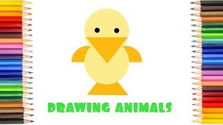 How to draw animal from the shapes I Step by step educational video for kids [upl. by Napas705]