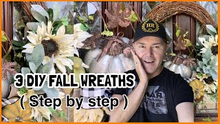 DIY FALL WREATHS  How To Make 3 Budget Fall Wreath  Ramon At Home [upl. by Anire]